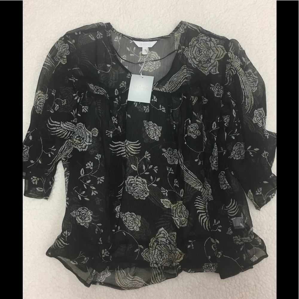 A:glow Black Women's Chiffon Ruffle Top